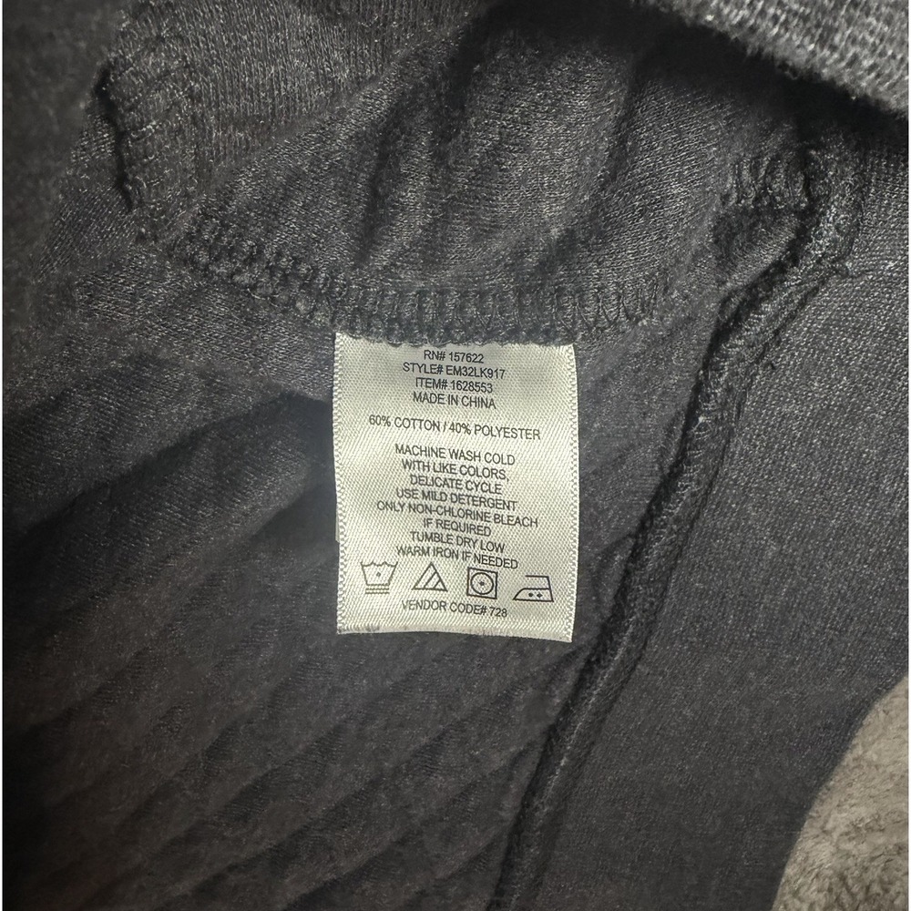 Eddie Bauer Quilted Henley‎ Sweater Mens Large Gray Pullover 1/4 Snap Jacket - Picture 7 of 8